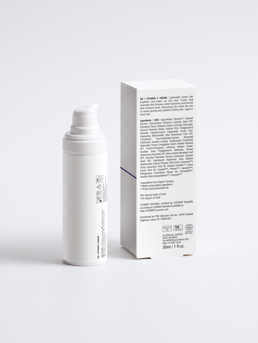 Sirela Vitamin C Serum bottle photographed on a soft neutral background