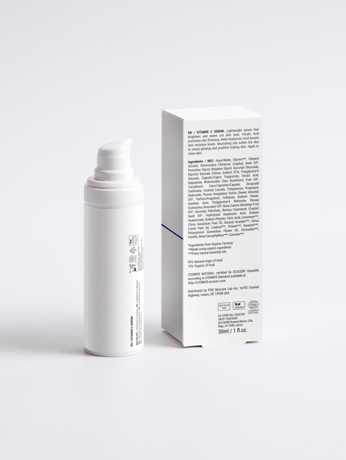 Sirela Vitamin C Serum bottle photographed on a soft neutral background