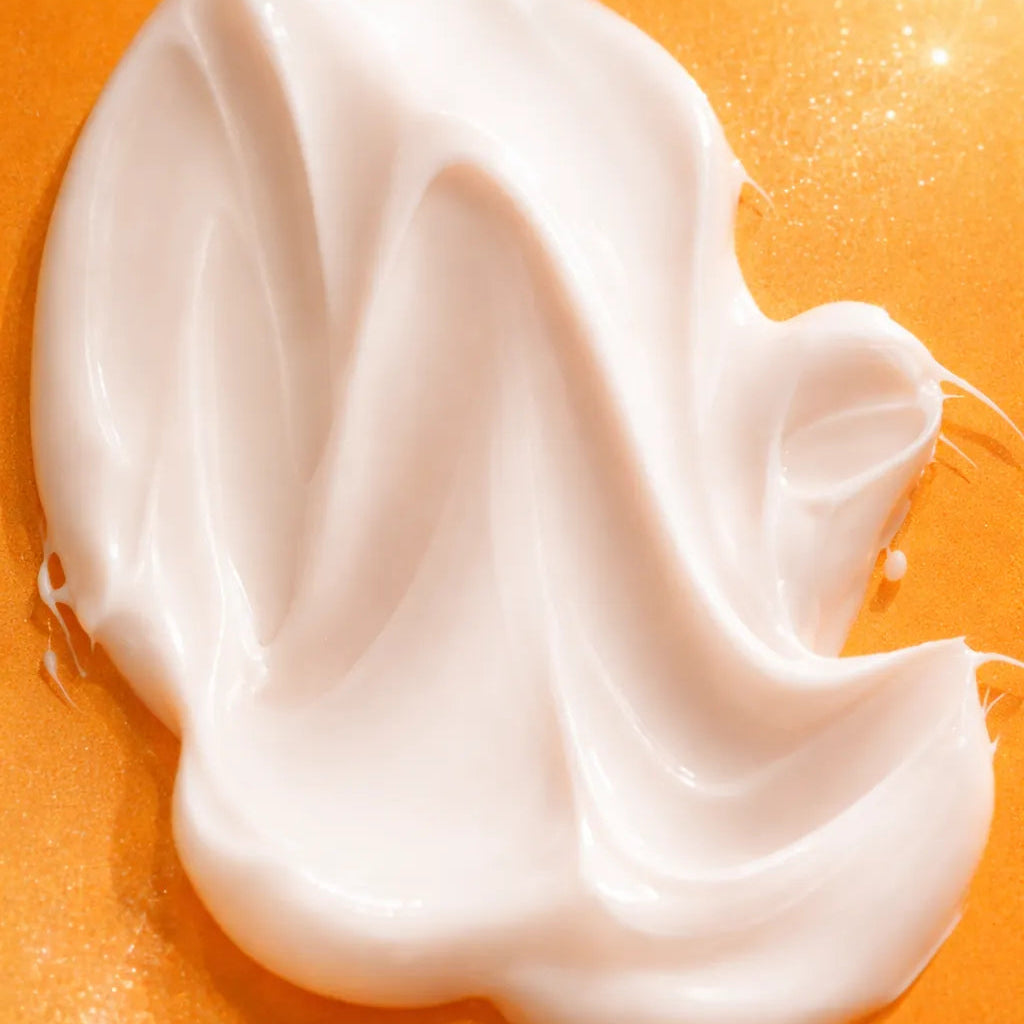 Sirela Firming Renewal Cream texture swatch in a premium macro shot showing a silky, rich cream finish on a warm background.